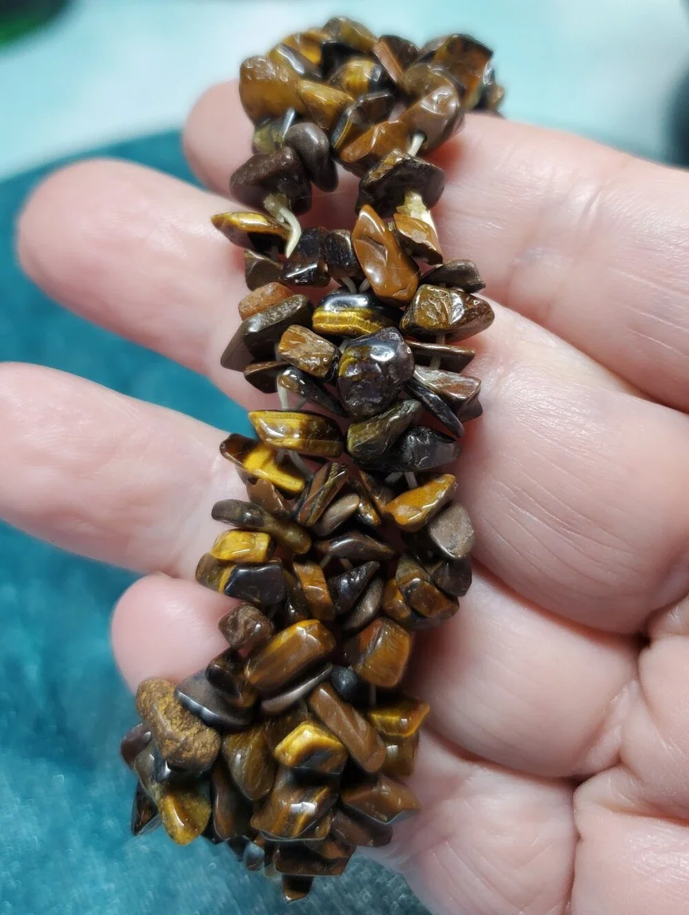 Tiger Eye Chip Stretch Bracelet - Women Accessories - Brown